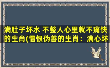 满肚子坏水 不整人心里就不痛快的生肖(憎恨伪善的生肖：满心坏水，内心痛快的排行榜)